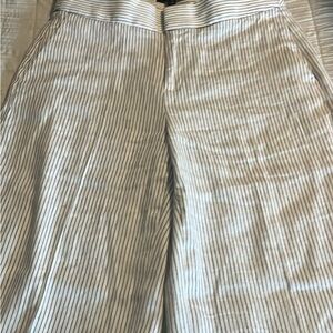Banana Republic Cream and Navy Pinstripe Wide-Leg Pants